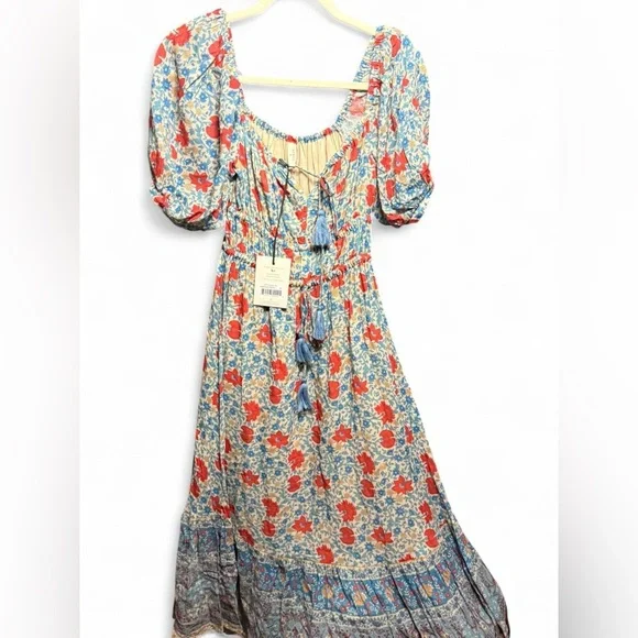 Spell Red and Blue Floral Long Sleeve Dress - Picture 2 of 7